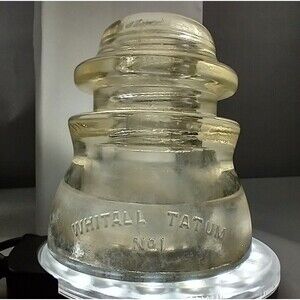 Vintage Whitall Tatum No 1 Clear Glass Insulator 5-44 (A)  please read descripti